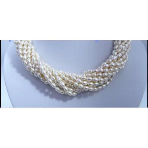 10 row AA SOUTH NATURAL White PEARL NECKLACE 18" INCH