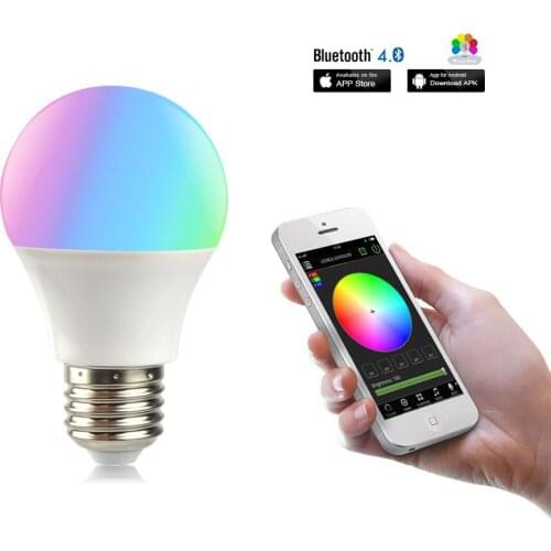 Dimmable Smart RGBW LED lamp 4.5W E27 AC 85V-265V Bluetooth 4.0 APP Remote Control Bulb lights For Smartphone IOS / Android