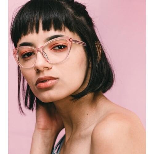 Transparent Clear Glasses Frame Women Cat Eye Optical Eyeglasses Frames For Women Fashion Sexy Fake Glasses Spectacles RW2004