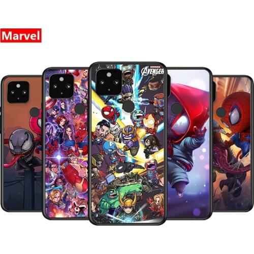 Marvel Avengers Super Hero Cartoons For Google Pixel 5 4A 5G 4 XL Soft Shell TPU Silicone Black Cover Phone Case