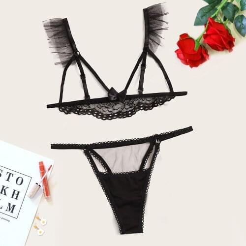 Sex Shop Lingerie Sexy Hot Erotic Set Women Lace Transparent Red Lingerie Sexy Costumes Sleepwear Babydoll Open Cup Bra Lenceria