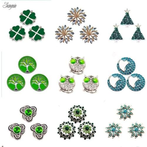 Mix rhinestone snap clover metal Enamel alloy Snap Button owl Fit 18mm Ginger Snaps Button Necklace pendant Bracelet Jewelry