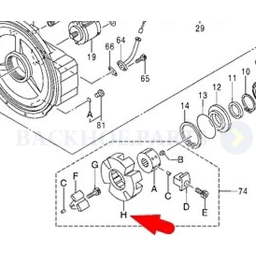 Pump Coupling Element 4655134 for John Deere Forestry Swing Machine 3754GLC 3756GLC