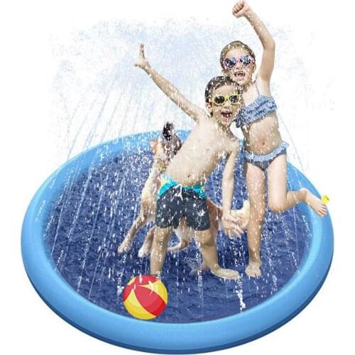 59Inch folding Water Sprinkler Pad for Kids Pets Dogs Outdoor Sprinkler Water Play Mat Dog Bath Pool free of BPA and phthalates