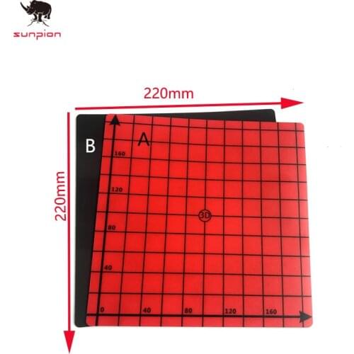 SUNPION 3d Printer Magnetic Coordinate Heated Bed Sticker 220x220mm Hot Bed Surface Sticker Red for 3D Printer Parte 1 PCS