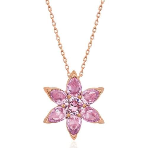 Tevuli 925 Sterling Silver Pink Flower Necklace