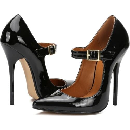 Man’s Size 46 Ankle Wrap Buckle High Heels Women Shoes Pointed Toe Stiletto 10cm Heeled Height Wedding Party Sexy Women Pumps