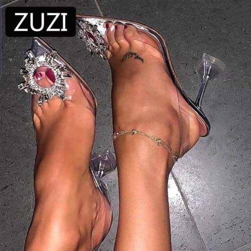 Luxury Women Pumps 2021 Transparent High Heels Sexy Pointed Toe Slip-on Wedding Party Brand Fashion Shoes For Lady Size 34-41