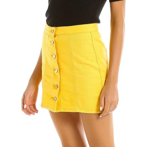 Ummer Yellow Midi Denim Skirt 2020 Vetement femme Jeans Skirt Sexy Mini Women Skirts Womens Clothing 3042 BOODINERINLE
