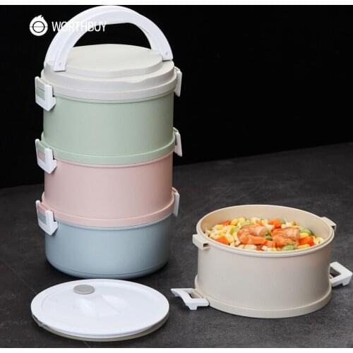 WORTHBUY Japanese Microwave Plastic Lunch Box For Kids Children Bento Box Portable Leak Proof Bento Lunch box Food Container