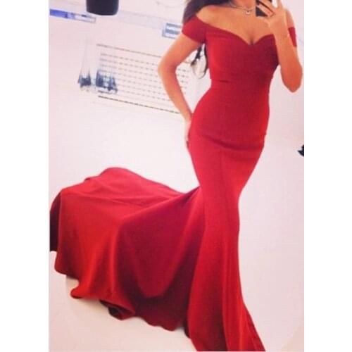 Robe De Soriee New Dark Red Evening Formal Dresses 2021 Sexy Off the Shoulder Mermaid Prom Party Gowns Vestidos Feast