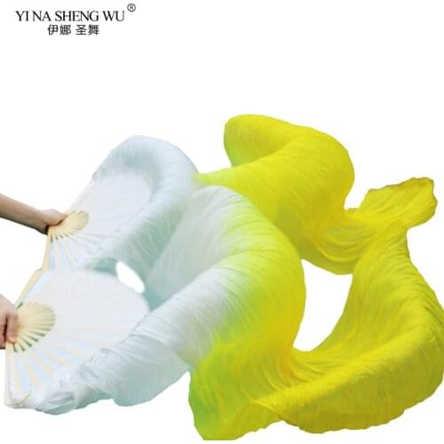 Silk 100% / Simulated Silk Bamboo Dance Props Fans 1 Pair (Left + Right) Belly Dance Fan Handmade Colorful Silk Belly Dance Fans