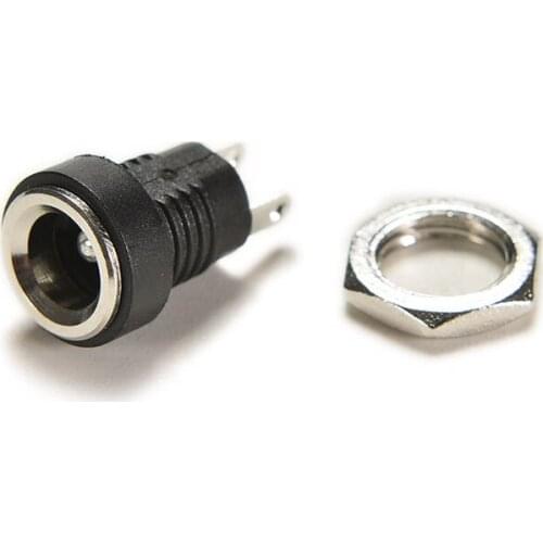 10Pcs DC Power Supply Jack Socket Female Panel Mount Connector 2-Pin 5.5 X 2.1mm Plug Adapter 2 Terminal Types 3A 12v