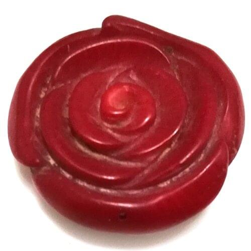 10x30mm Red Flower Handmade Carved Natural Coral Pendant