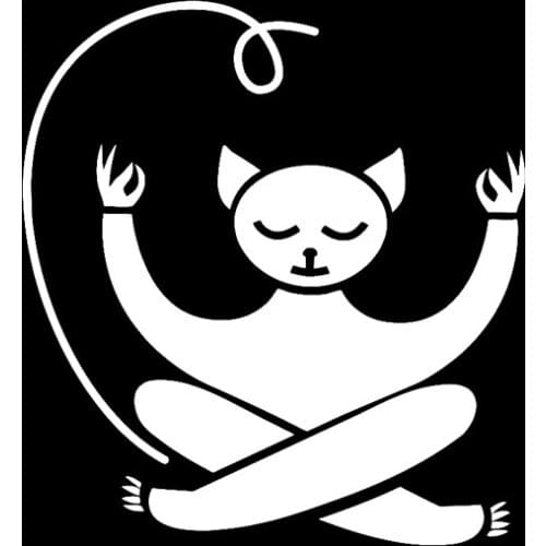 12.7CM*13.8CM Vinyl Decal Cat Yoga Animal Pet Zen Car Stickers Black Silver C10-02381
