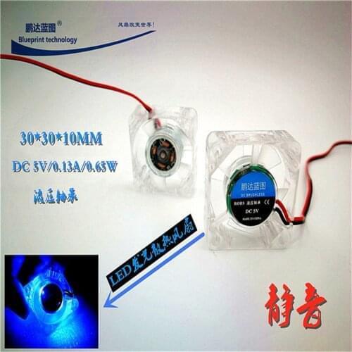 2pcs NEW 3d printer fan 30MM 30*30*10MM 3cm Fan With Blue Led Graphics card fan Cooling fan 5V 12V 24V with 2pin USB