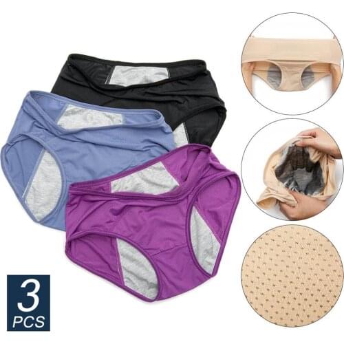 3pcs/Set Menstrual Panties Women Sexy Pants Leak Proof Incontinence Underwear Period Proof Cotton Briefs High Waist Warm Female