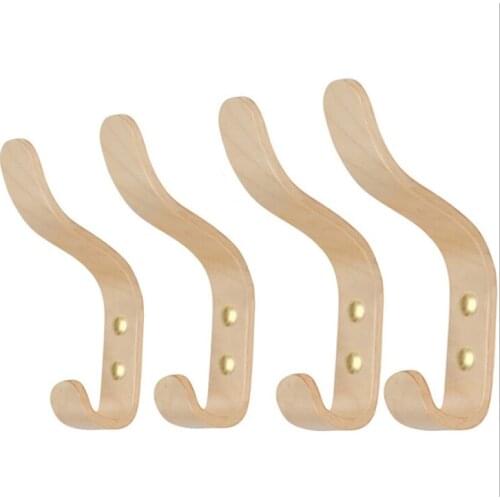 4pcs Wooden Hooks Solid Wood Wall Hanger Creative Coat/Bag Hook Fitting Room Decoration