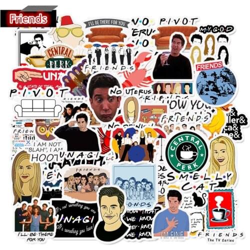 50pcs Friends Rachel Ross Stickers For Luggage iPhone Laptop Guitar Skateboard Bicycle Decal Sticker Christmas Birthday Gift Toy