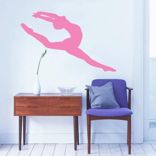 Ballerina Acrobatics Girl Ballet Dancer Silhouette Wall Decals Removable Home Decor Murals Kids Bedroom Decoration Mural S-91