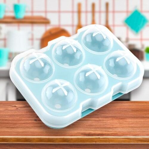 Large Size 6 Cell Ice Ball Mold Silicone Ice Cube Trays Whiskey Ice Ball Maker 6 Silicone Molds Maker For Party Bar