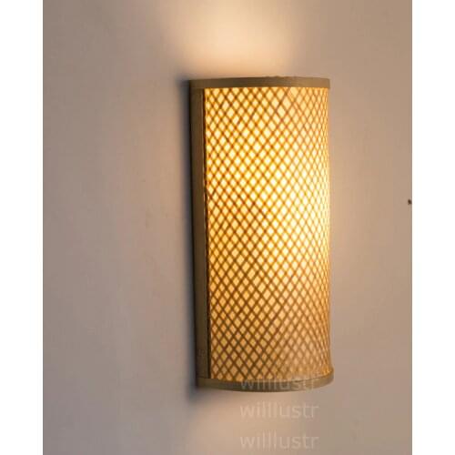 Natural Bamboo Wall Sconce living room restaurant cafe bedroom hotel hall Izakaya light Japanese style lighting wood wall lamp
