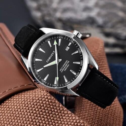 Corgeut Automatic Clock Mechanical Men Leather MIYOTA Watches sapphire waterproof sport Casual Mens Wrist Watch