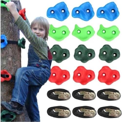 Kids Rock Climbing Wall Holds Hand Feet Holds Grip Kit Games Outdoor Toys Baby Fitness Toy Tree Climbing Stones Birthday Gifts