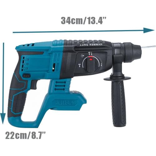10000bpm Electric Hammer Impact Drill Rechargeable Brushless Cordless Rotary Hammer Drill 4 Function For 18V Makita Battery