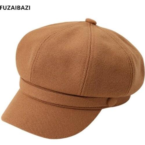 FUZAIBAZI 2021New Fashion Brand Woman Casual All-Match Shading Octagonal Hat Trend Autumn Winter Thin Section Berets Casquette