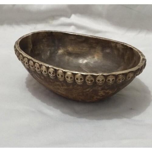 Long about 17CM/6.5INCH Art Collection Tibetan handmade Kapala Bowl ,decoration Gabbra bowl Instruments used in Tibetan Buddhism