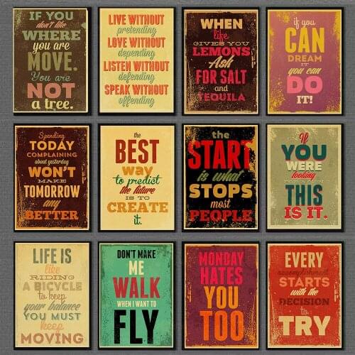 Retro Painting English Inspirational Posters Prints Decoration Wall Art Painting For Home Room Bar Cafe Decor Wall Decor