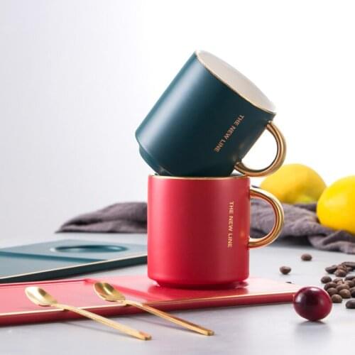 European-style creative golden handle coffee cup, household personality style mug, afternoon tea, coffee cup and saucer set