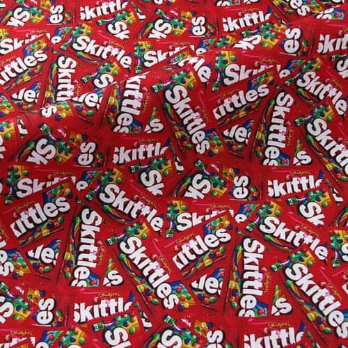 Cartoon Skittles Design 100% Cotton Fabric for Kids Clothes Home Textiles Cloth Slipcover Cushion Cover DIY Sewing Material
