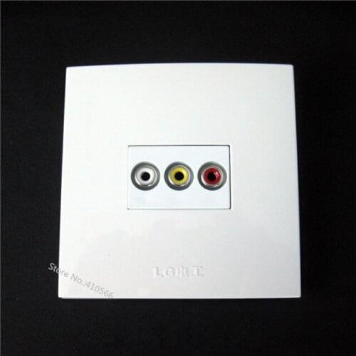Lowest Cost White Color 86x86mm Panel Socket AV Audio And Video Port Home Using Outlet