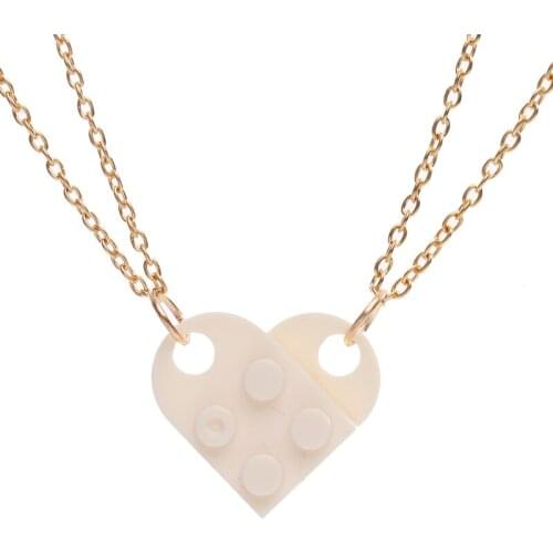 2Pcs Love Heart Brick Rose Gold Chian Pendant Necklace for Women Men Girl Boy Friend Detachable Peach Heart Necklace Valentine