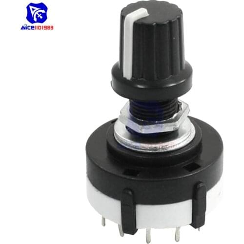 Rotary Switch 26mm Diameter 6mm Shaft Diameter 3 Knives 4 Files Adjustable Gear Switch with Knob for Arduino