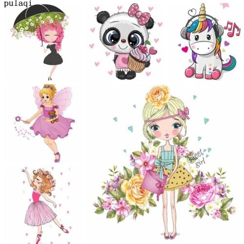 Pulaqi DIY Iron on Transfer for Clothes Stripes Heat Transfer Vinyl Thermo Stickers Angel Girl Patch Iron on Applique on Clothes