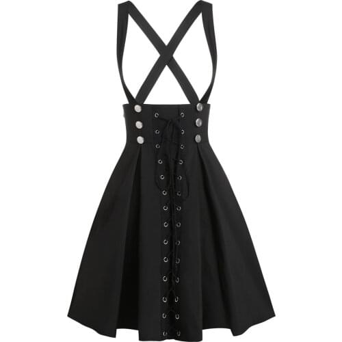 Wipalo Plus Size 3XL Black Casual Skirt Gothic Streetwear Women Lace Up Button A Line Skirt Double Breasted Mini Solid Skirts