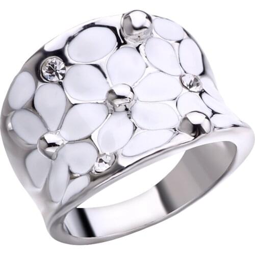 New Fashion Jewelry For Women Rings White Zirconia Flowers Fine Rings Wedding Anniversary Girl Rings