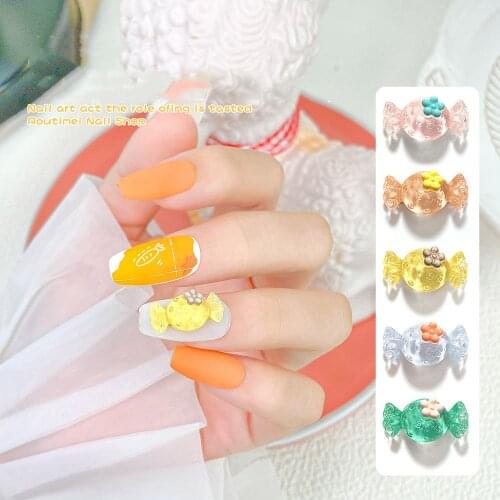 10PCS Sweet Lovely Translucent Candy Nail Art Jewelry Japanese Summer Small Fresh Three-dimensional Resin Nail Art Decorations