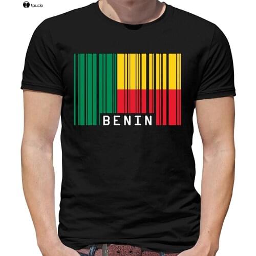2019 Hip Hop T Shirt Cotton Short Sleeve T Shirt 2019 Benin Barcode Style Flag - Mens Crewneckcustom Printed T