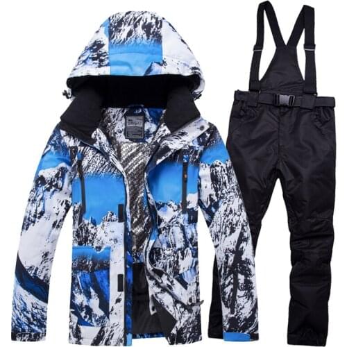 2019 Super Warm Men Ski Suit Skiing Snowboard Jacket Pant Windproof Waterproof Outdoor Sport Wear Male Clothing Trouser Suit Set