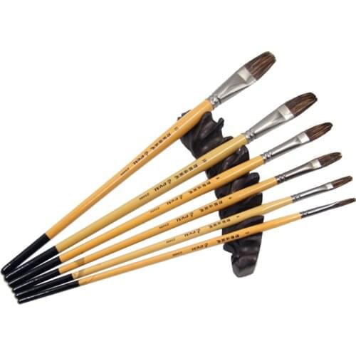 6pcs/Set,Hazel shape Wild Boar Bristle Birch rod painting brush pen oil painting brush Drawing Art Supplies