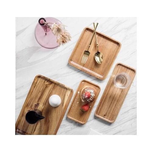7 Kinds Simple Acacia Wood Pallet Simple Tea Tray Barbecue Cake Plate Household Restaurant Knife Fork Plate Platter Tableware