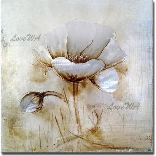 Abstract Thick Flower Painting Modern Handmade Wall Floral Picture Wall Canvas Art Oil Painting Unframed Home Decoration Piece