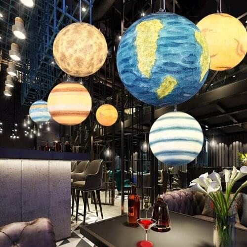 Acrylic Planet Modern LED Pendant Lights Art Deco Kitchen Hanging Lamp Living Room Bedroom Home Lighting Dining Light Fixture