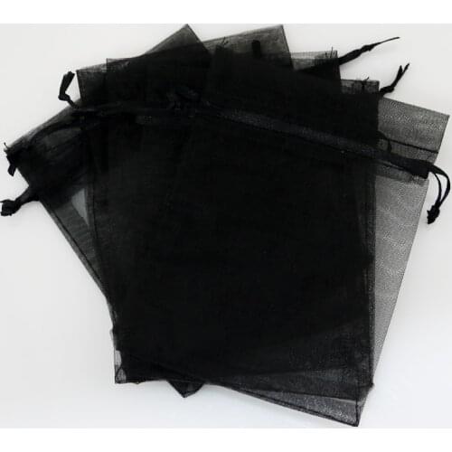 Free Shipping 50pcs Black Organza Bags 30x40cm Large Drawstring Gift Bag Party Favor Jewelry Cosmetics Boutique Packaging Bag