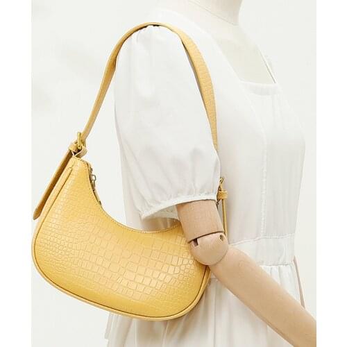 Brand Stone Pattern Saddle Underarm Shoulder Bag Women Soft Pu Leather Female Luxury Half Moon Handbags Ladies Crossbody Purse