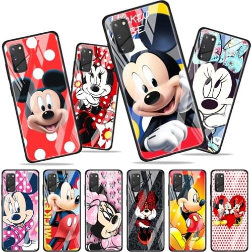 Mickey mouse cartoon for Samsung Galaxy S20 FE Ultra Note 20 S10 Lite S9 S8 Plus Luxury Tempered Glass Phone Case Cover
